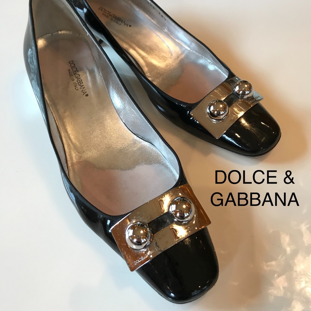 Dolce & Gabbana patent leather metal trim flats
